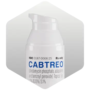 Animated bottle of CABTREO&trade;
(clindamycin phosphate, adapalene and benzoyl peroxide) Topical Gel 1.2%/0.15%/3.1%
