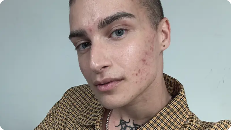 Animation of a young man wearing a beige shirt